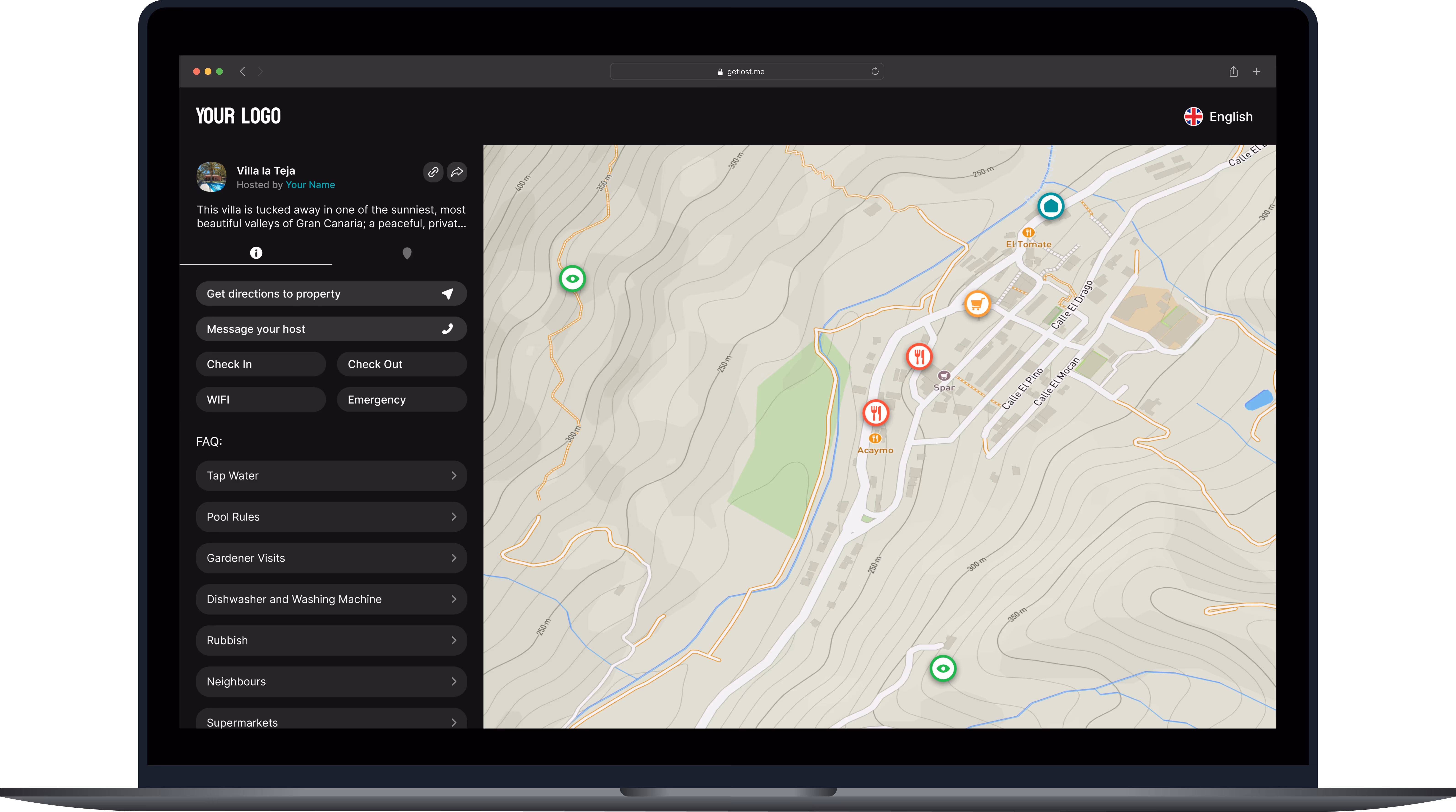 Guest guidebook on desktop